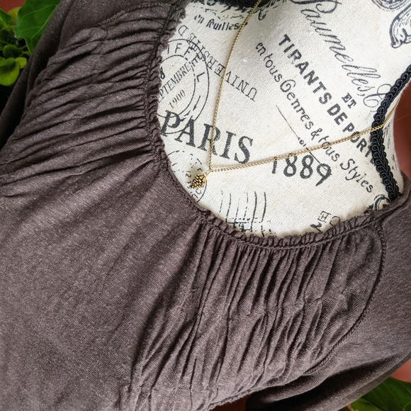 Max Studio Brown Ruched Top - Picture 5 of 11